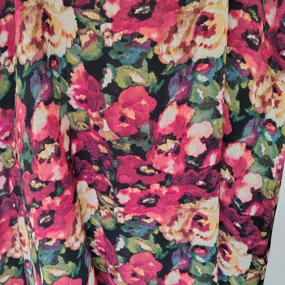 Forever21 openback lattice strappy back camisole floral roses chiffon dress Sz M - Picture 4 of 12